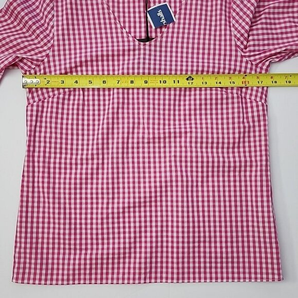 Jane and Delancey Pink Gingham Print Ruffle Blouse Bell Sleeves Cotton Size XS - Picture 8 of 9